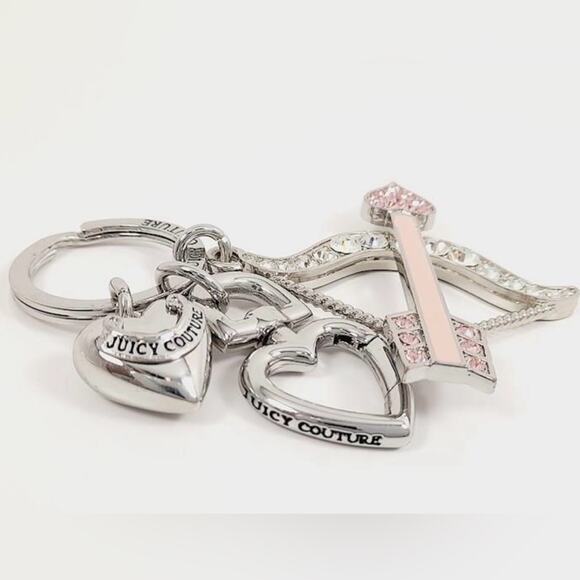 Juicy Couture Silver/ Pink Tone 🩷 Bow And Arrow Keychain - Picture 3 of 5